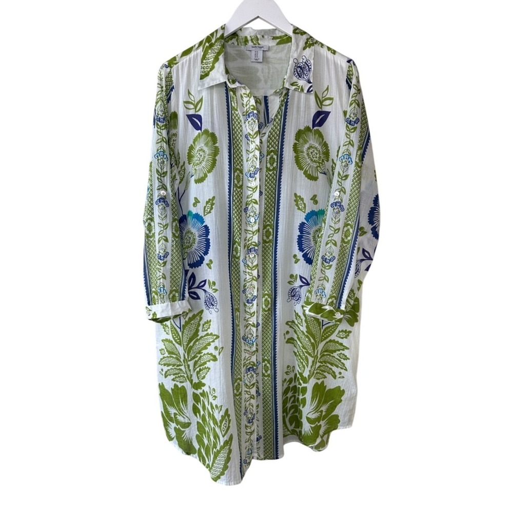 Haute Hippie 100%‎ Cotton Floral Button Up Midi Dress Cover Up Size Medium